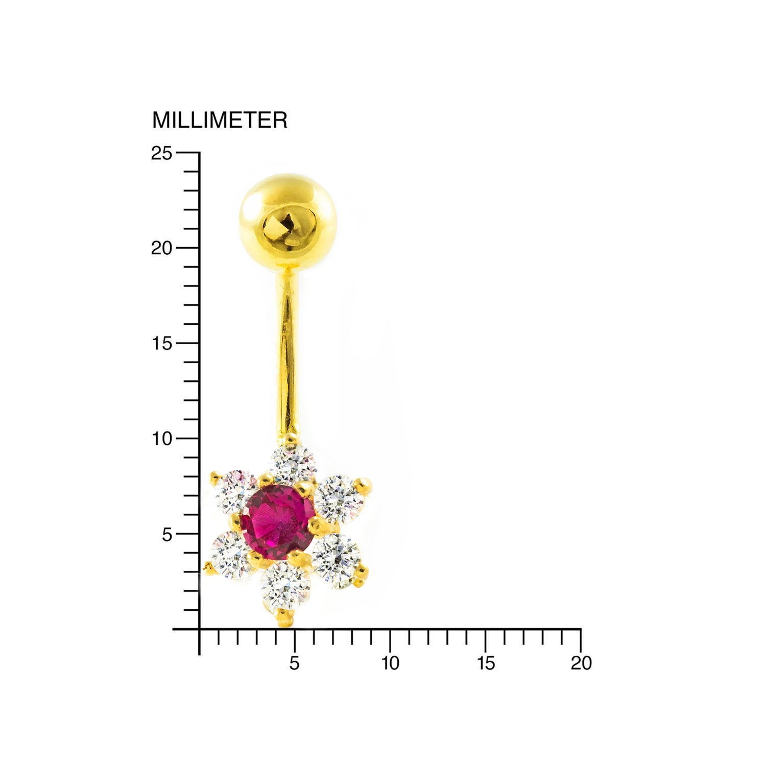 Piercing Oro Ombligo trebol con circonita (18kts)