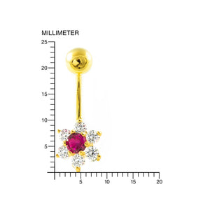 Piercing Oro Ombligo trebol con circonita (18kts)