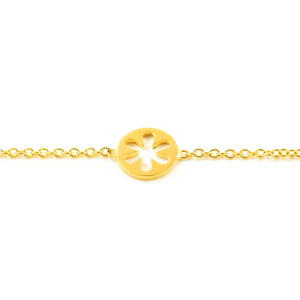 Pulsera oro amarillo margaritas caladas lisas en brillo