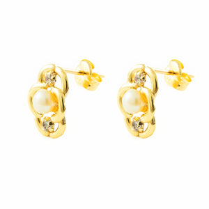 Pendientes Niña Oro 9k Circonita Perla Botón 3,5 mm