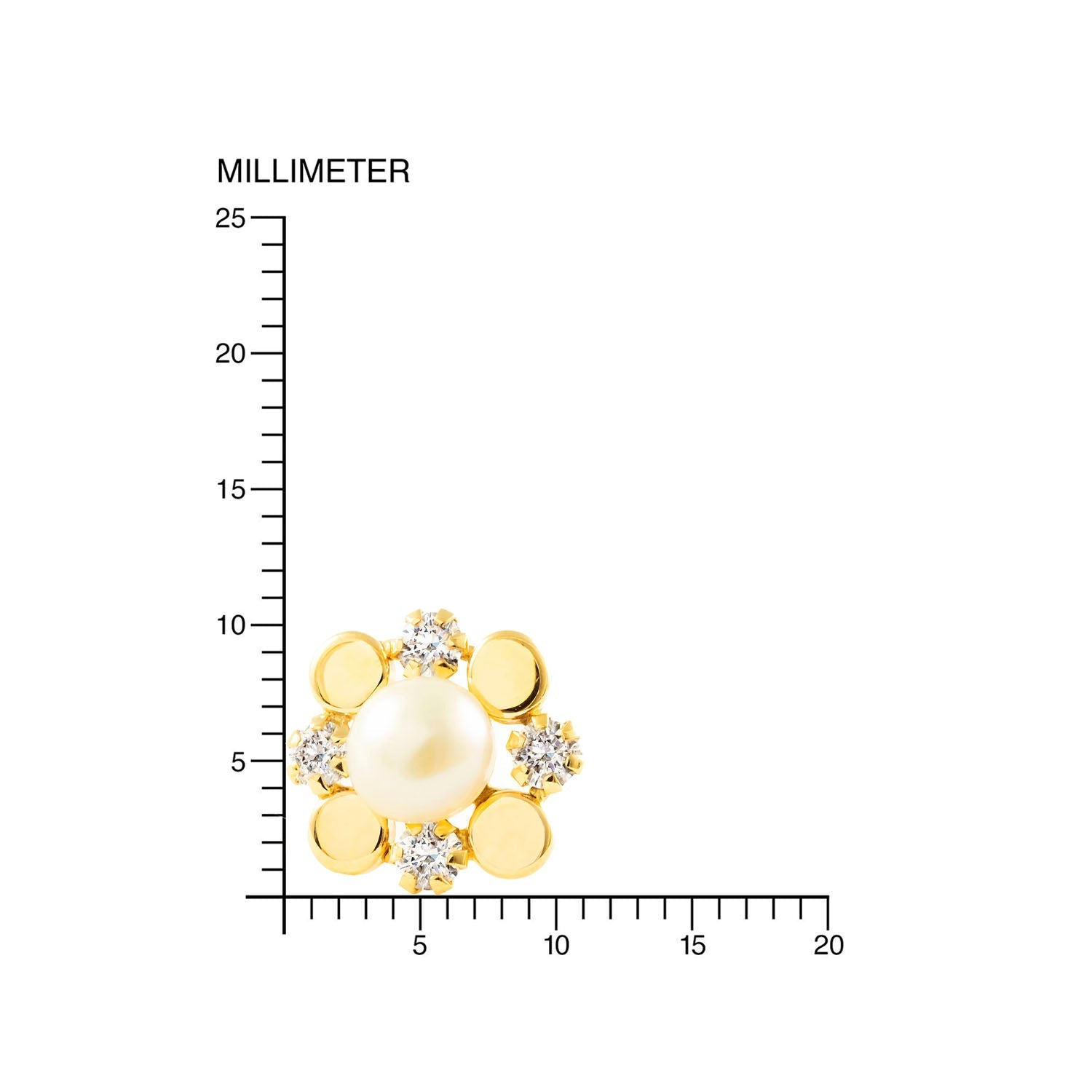 Pendientes Niña Oro 9k Circonita Perla Botón 5,5 mm