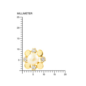 Pendientes Niña Oro 9k Circonita Perla Botón 5,5 mm