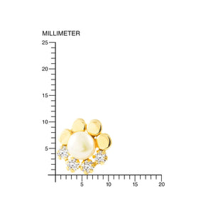 Pendientes Niña Oro 9k Circonita Perla Botón 5,5 mm