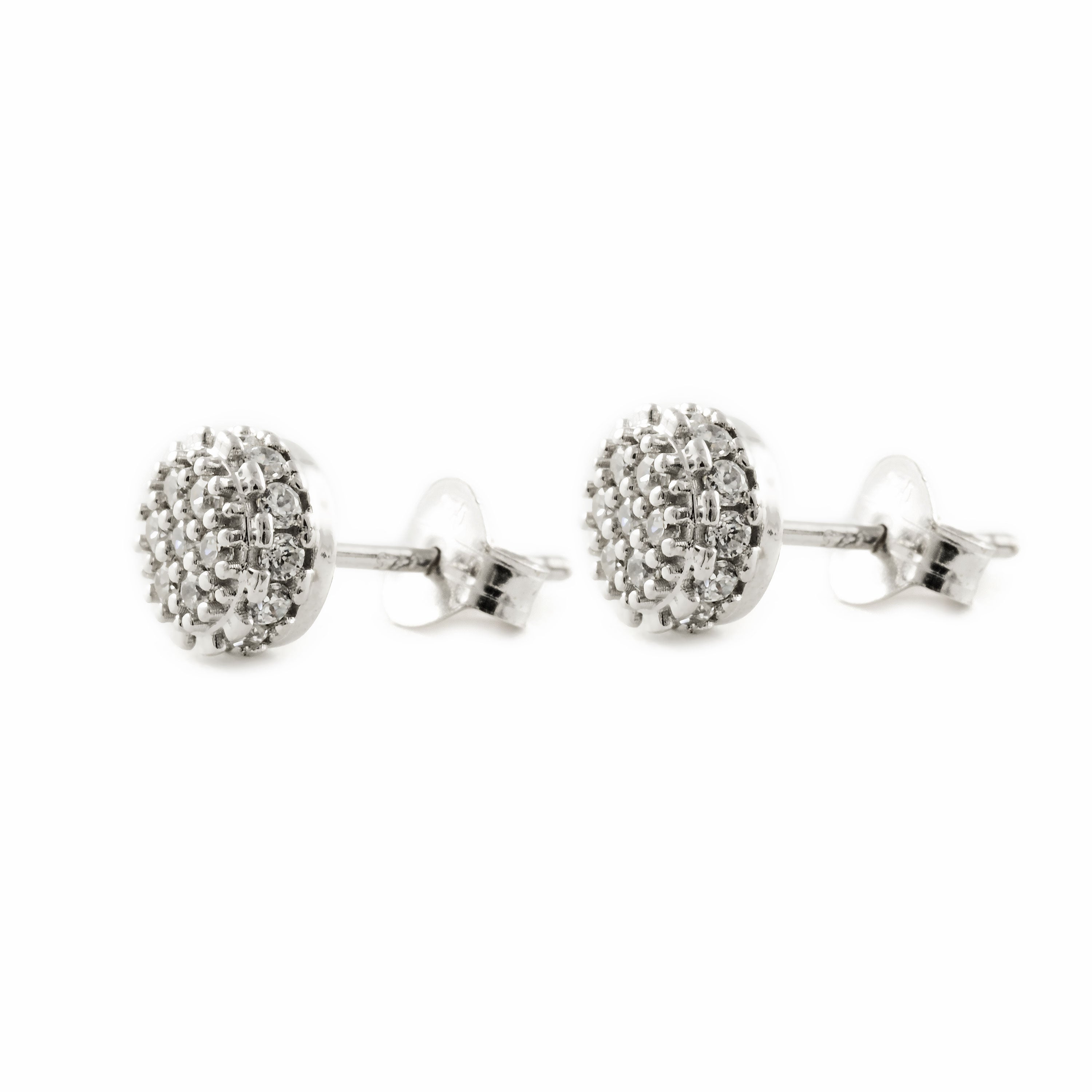 Women's-Girl's Earrings 9K White Gold Shiny Zirconia