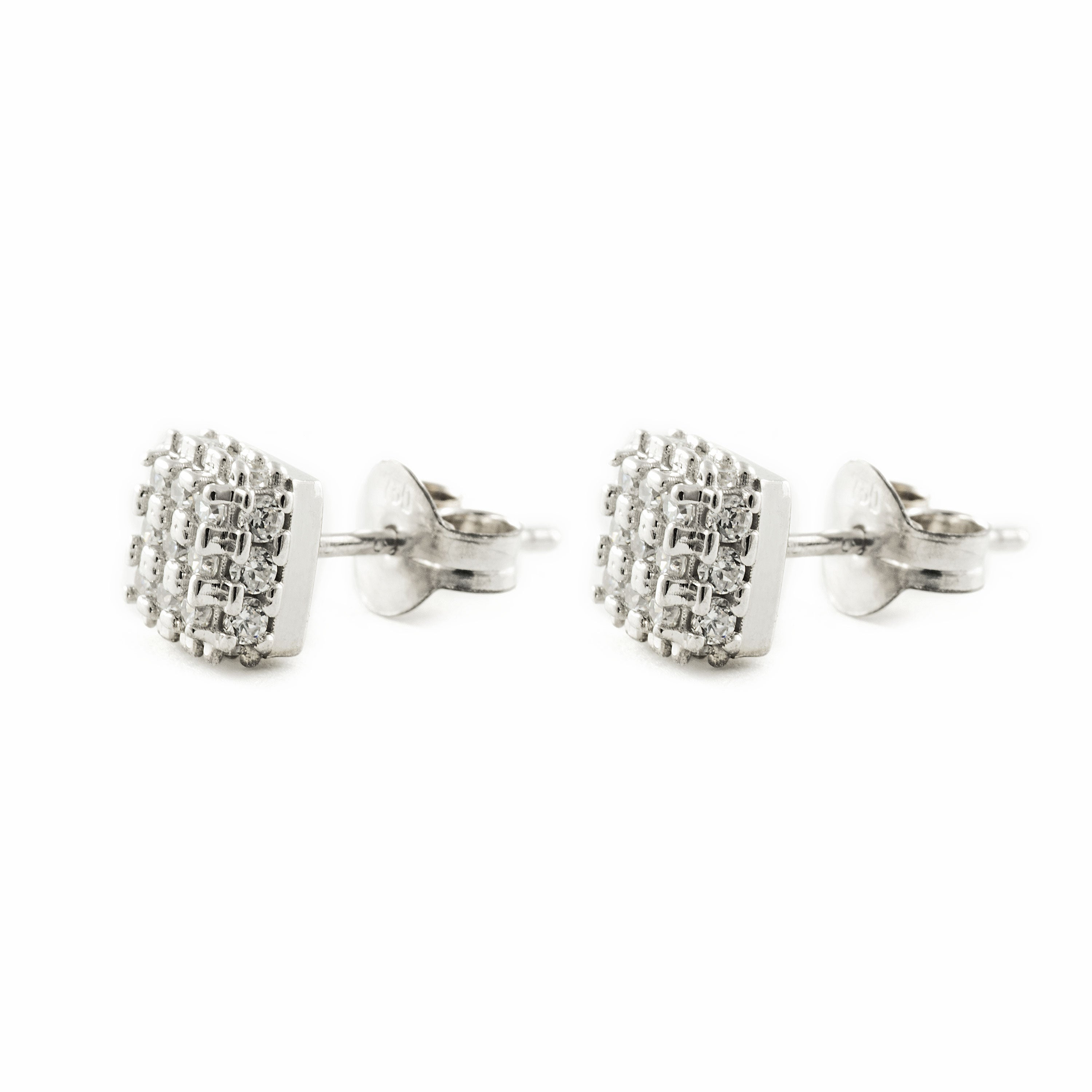 Women's-Girl's Earrings 9K White Gold Shiny Zirconia