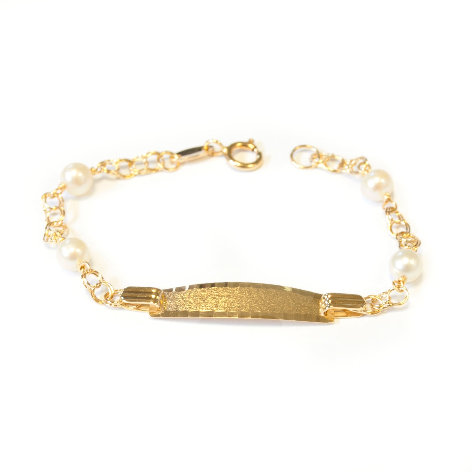 Baby-Girl Bracelet 18K Yellow Gold Personalized Round Slave 4 mm Matte and Shiny 12 cm