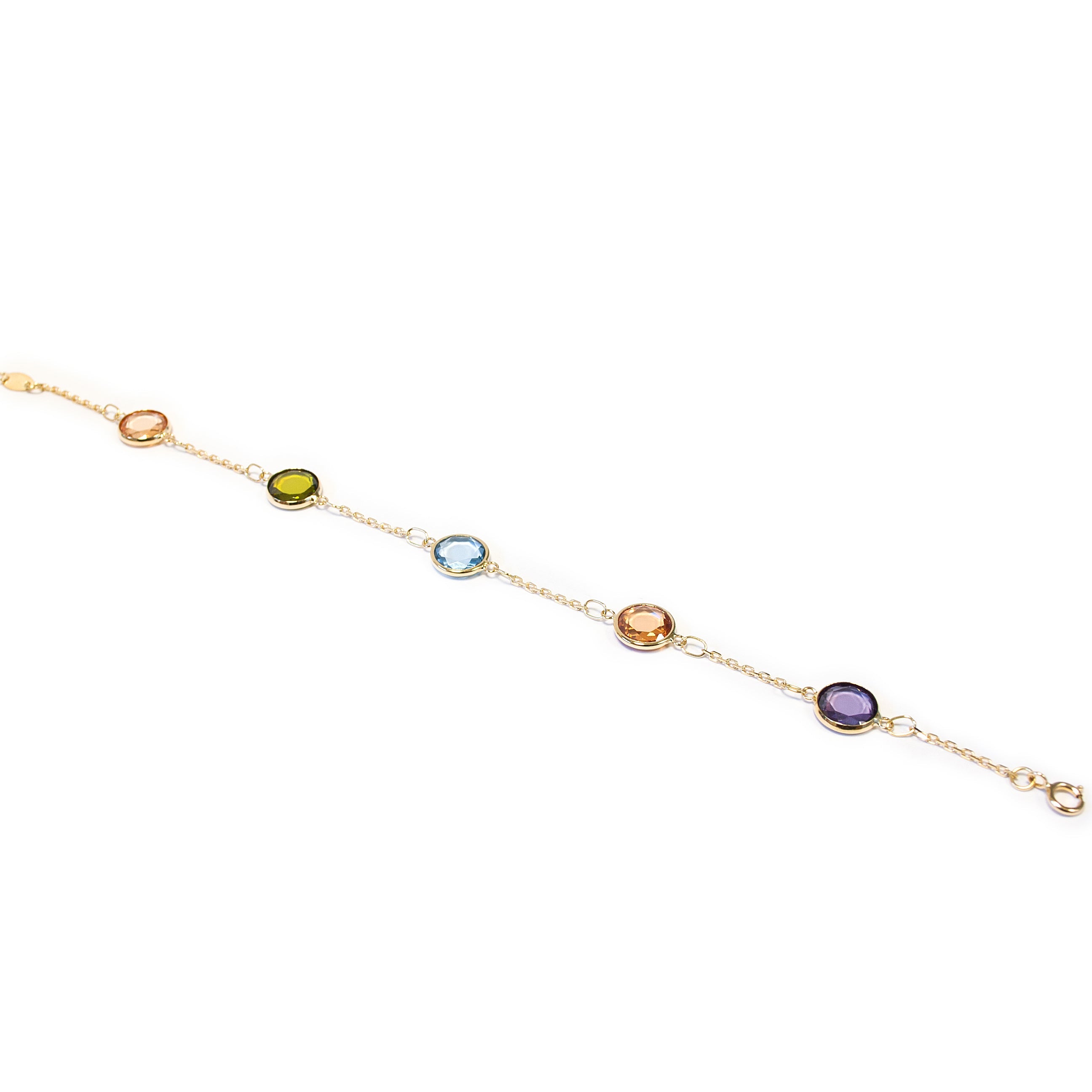 Pulsera niña o mujer oro con piedras de colores