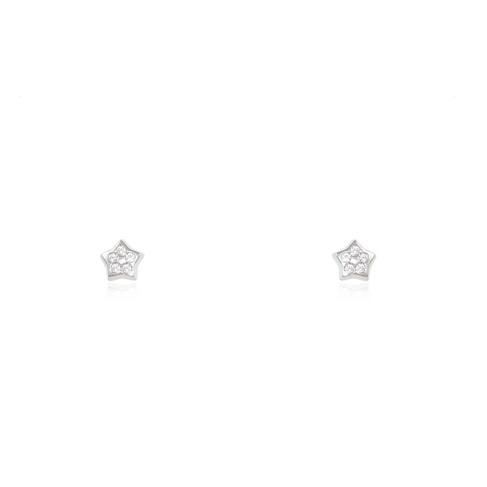 Baby Earrings 18K White Gold Shiny Zircon Star