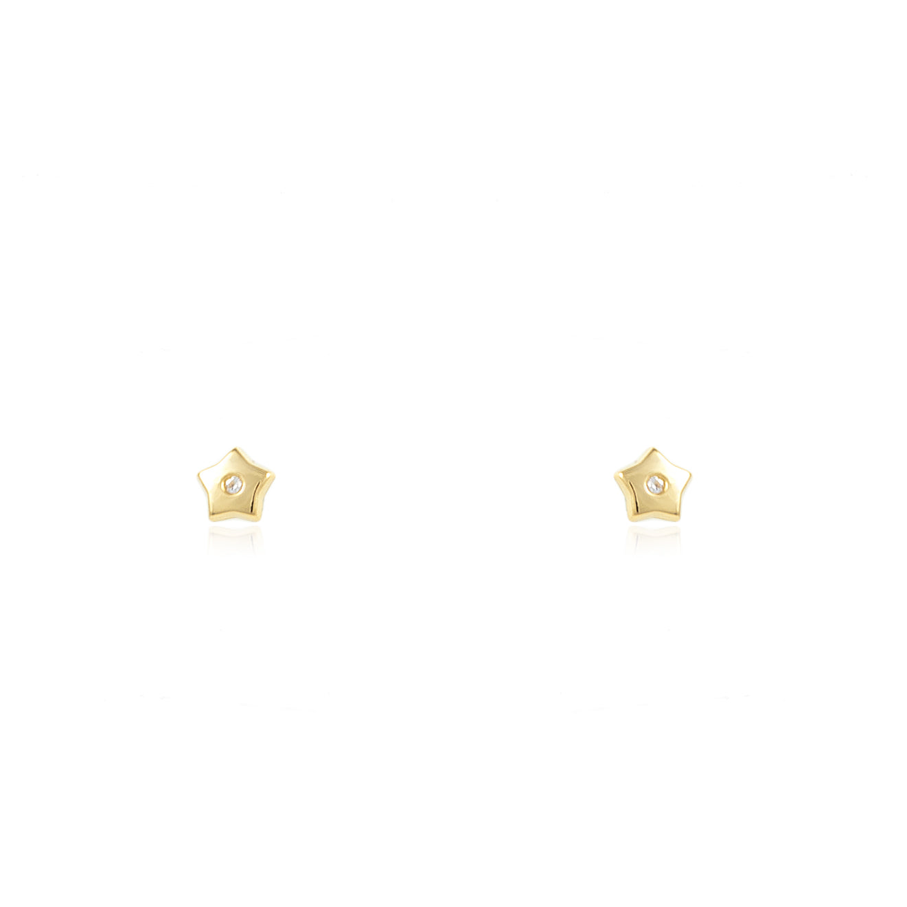 Baby Earrings 18K Yellow Gold Shiny Zircon Star