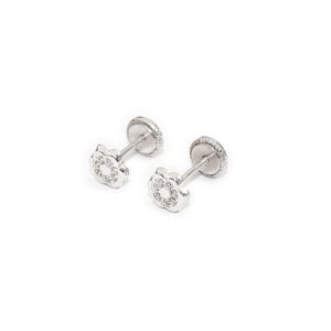 Pendientes de Plata Flor con circonitas