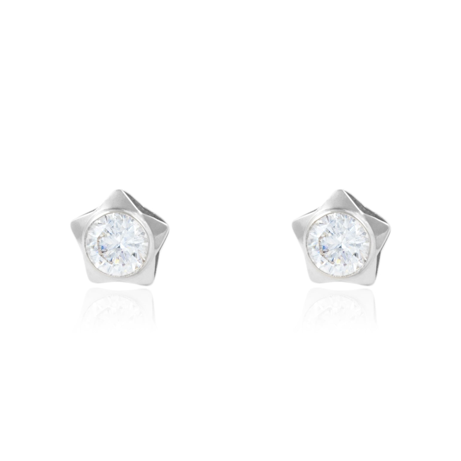 Shiny Zirconia Star Sterling Silver Earrings