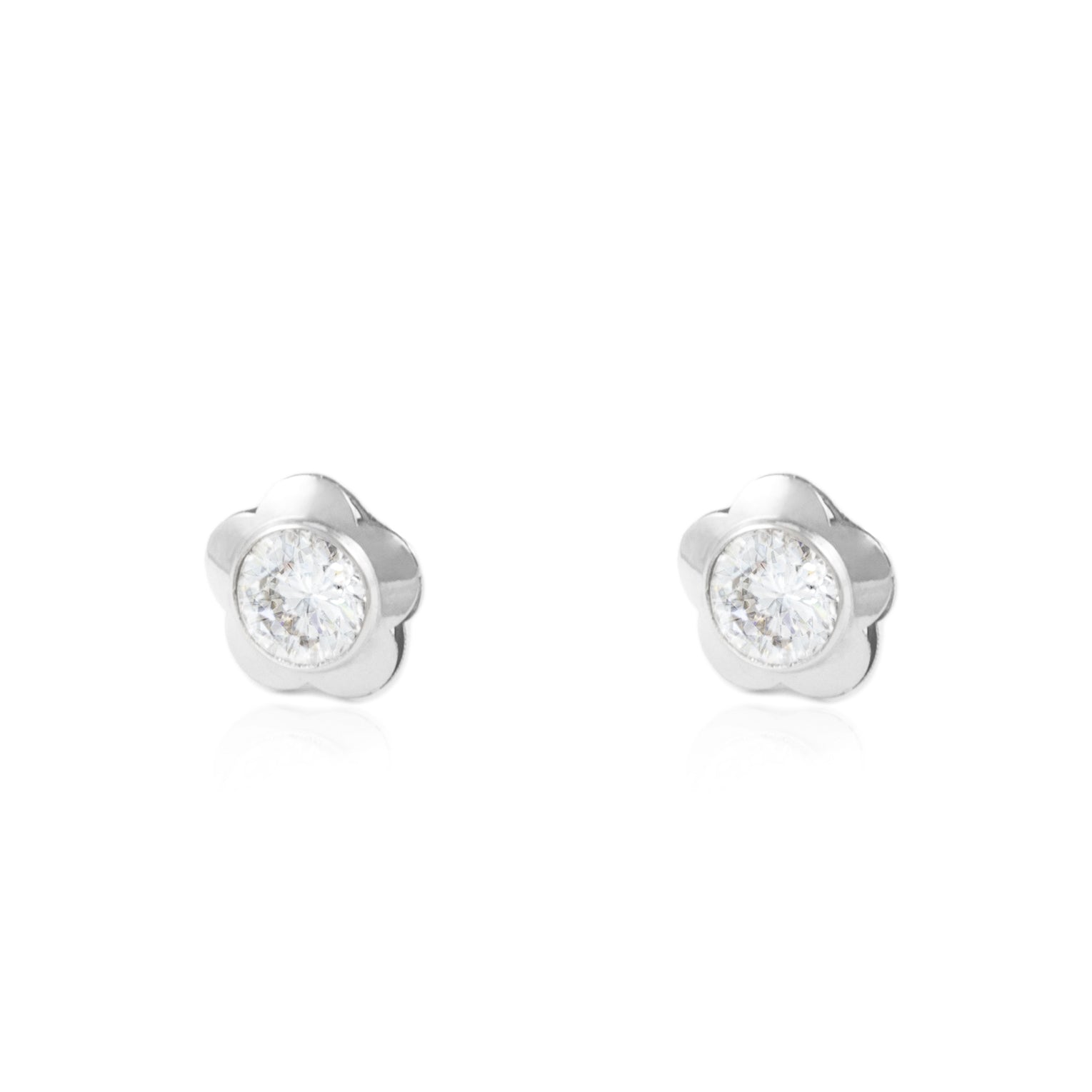 Shiny Zirconia Flower Sterling Silver Earrings