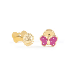 Pendientes Bebe Mariposa Esmaltada Rosa intenso