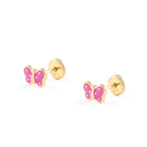 Pendientes Bebe Mariposa Esmaltada Rosa intenso