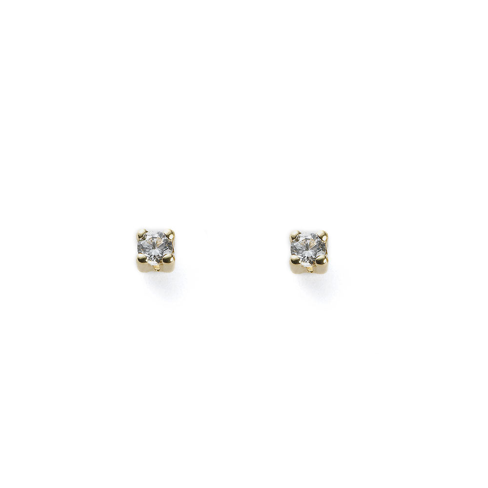 Baby Earrings 18K Yellow Gold Claw Zirconia 3 mm Shine