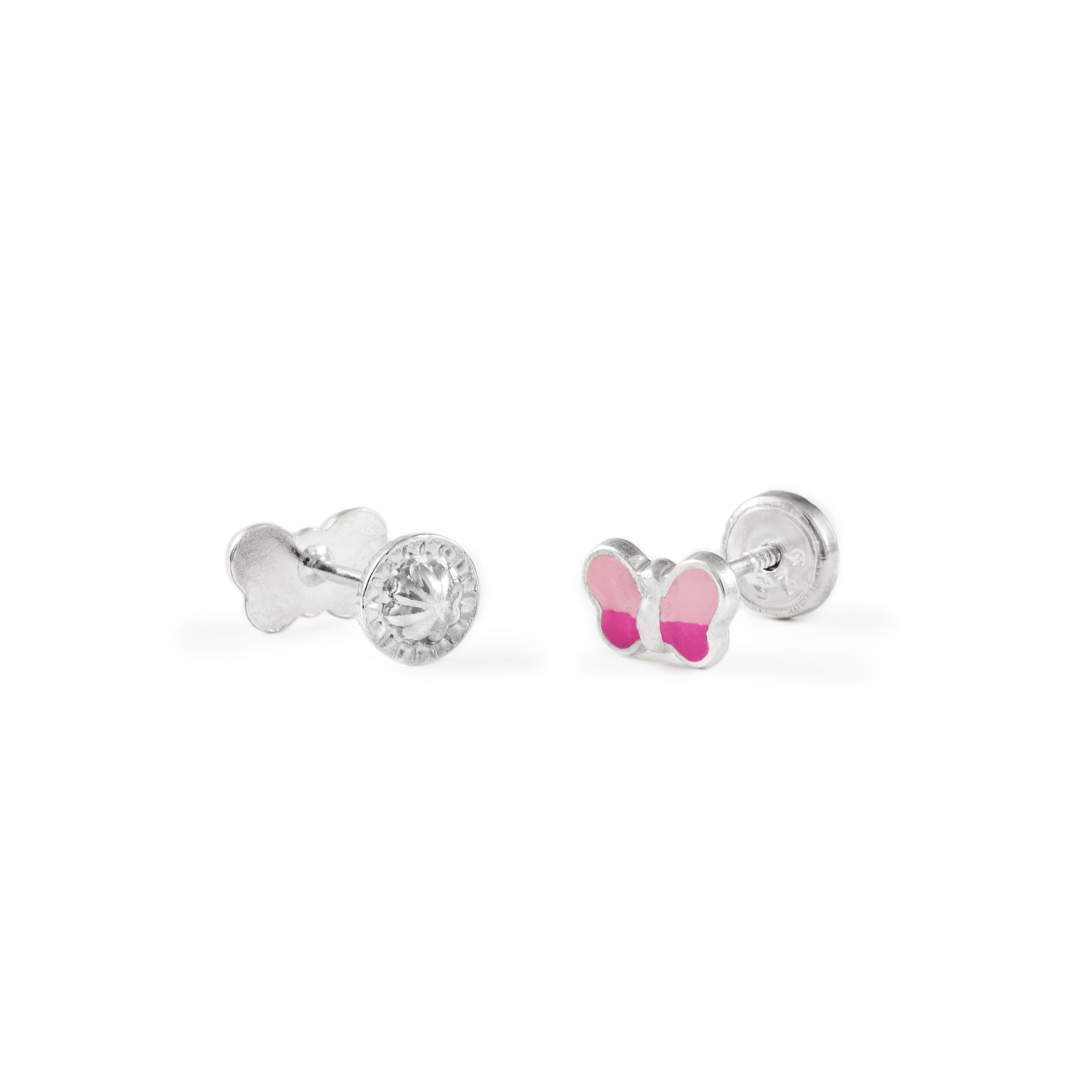 Pendientes Plata Mariposa Rosa