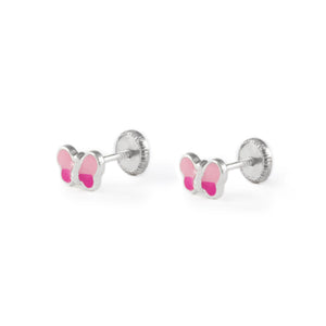 Pendientes Plata Mariposa Rosa