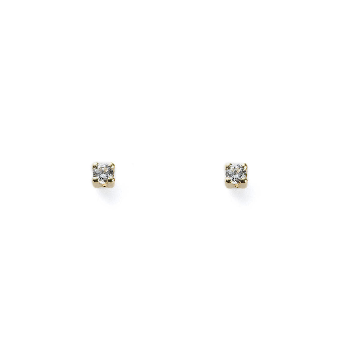 Baby Earrings 9K Yellow Gold Claw Zirconia 2 mm Shine