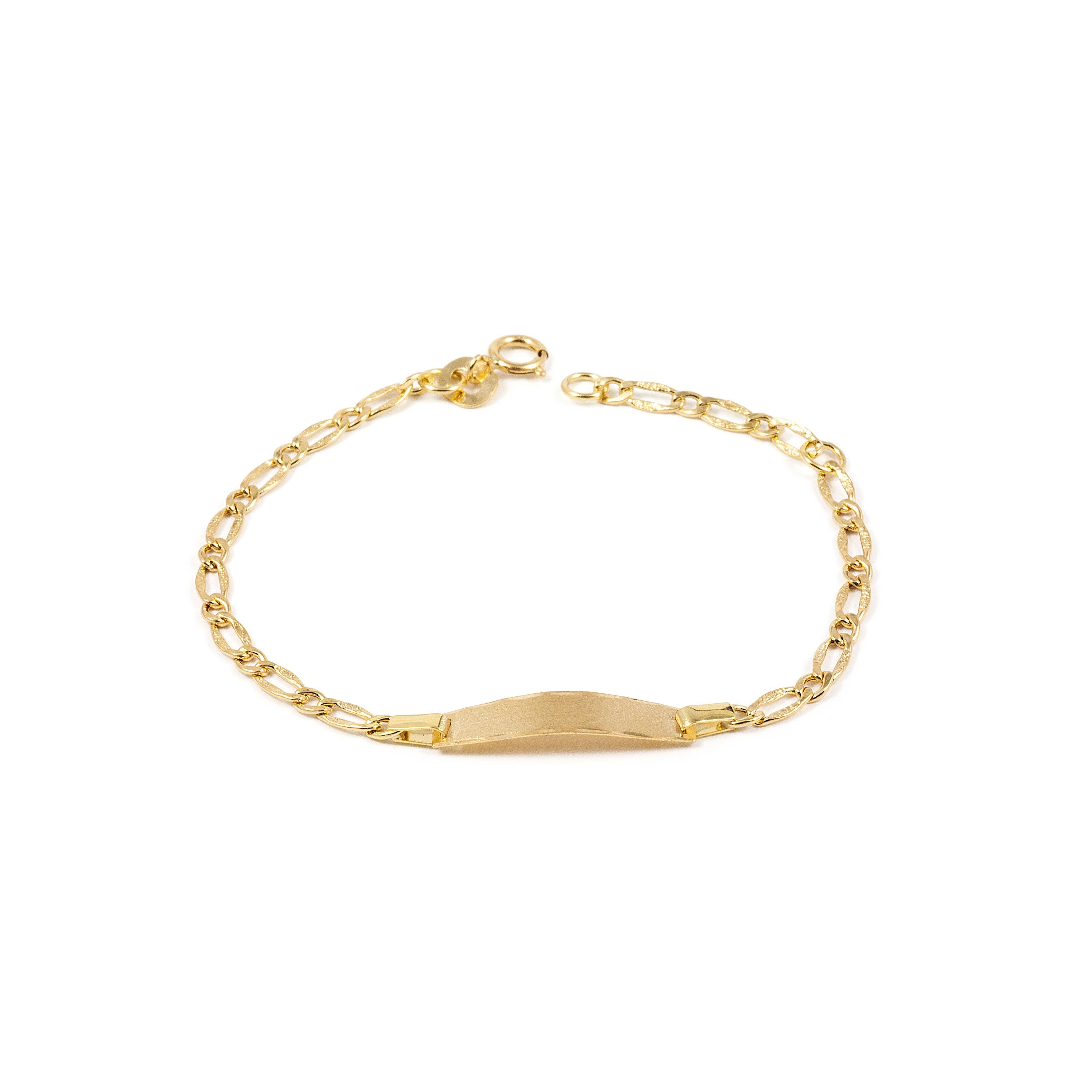 Personalized 18K Yellow Gold Girl's Bracelet Shine and Texture Slave 14 cm