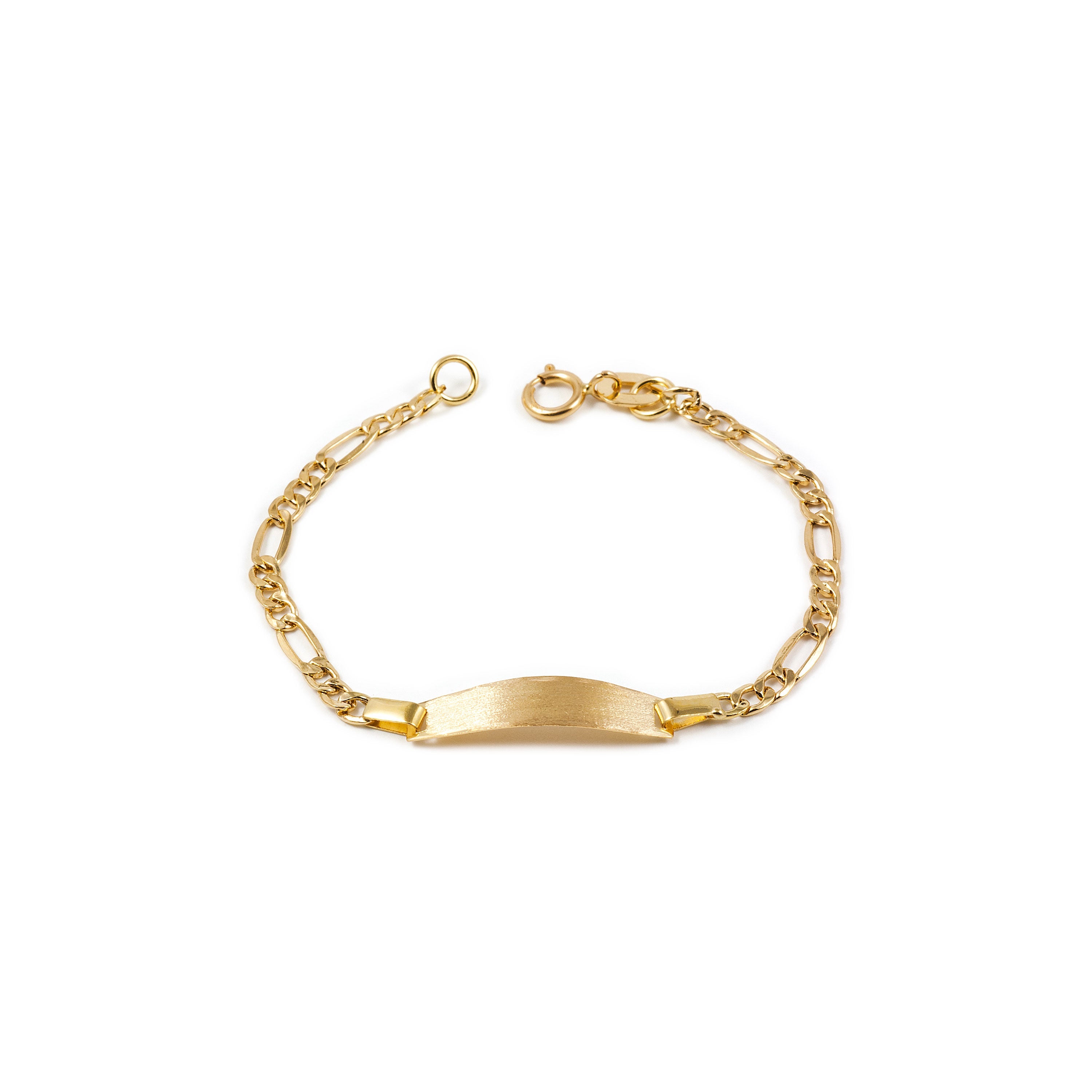 Baby-Girl Bracelet 18K Yellow Gold Personalized Slave 3x1 Matte and Shiny 12 cm