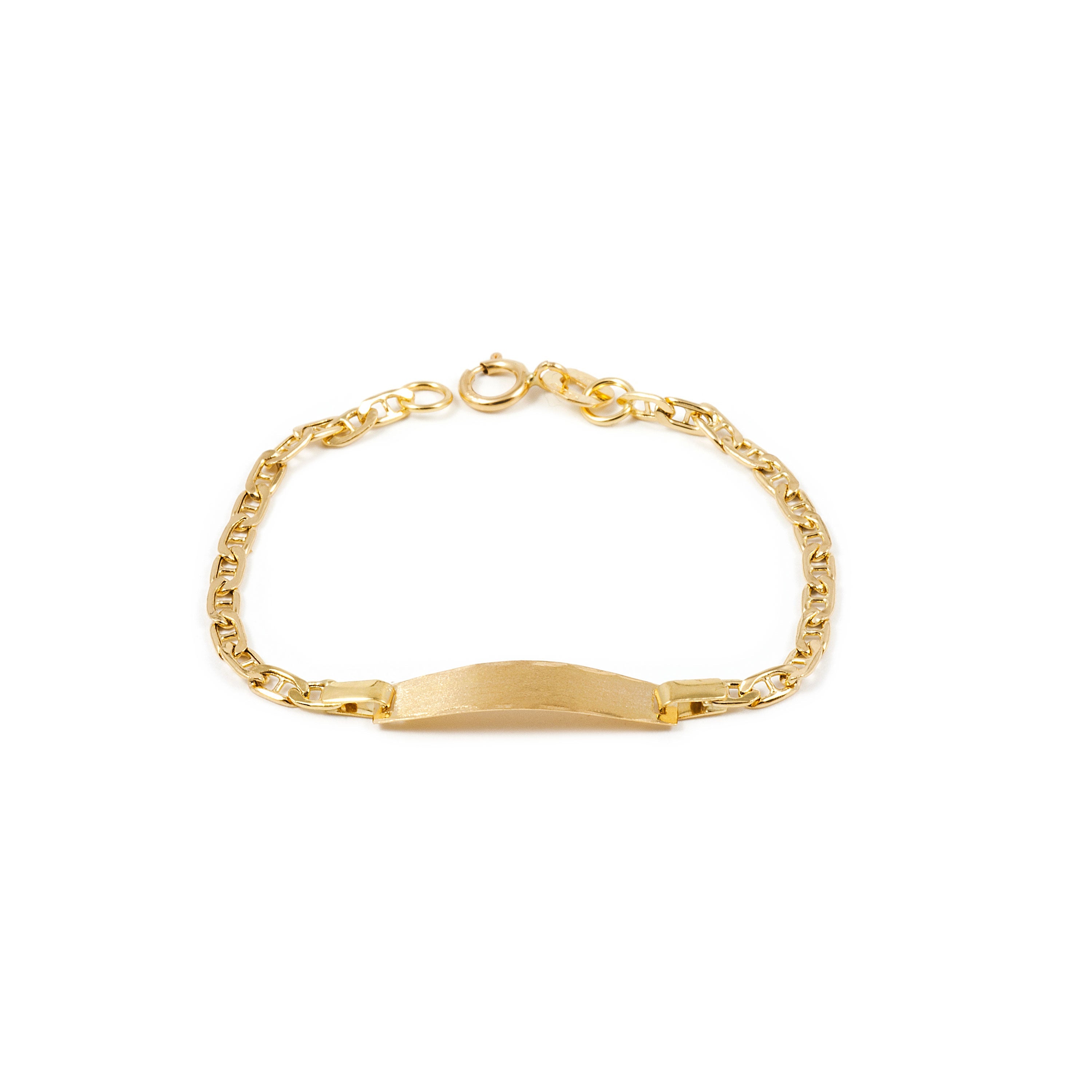 Baby-Girl Bracelet 18K Yellow Gold Personalized Matte and Shiny Slave 12 cm