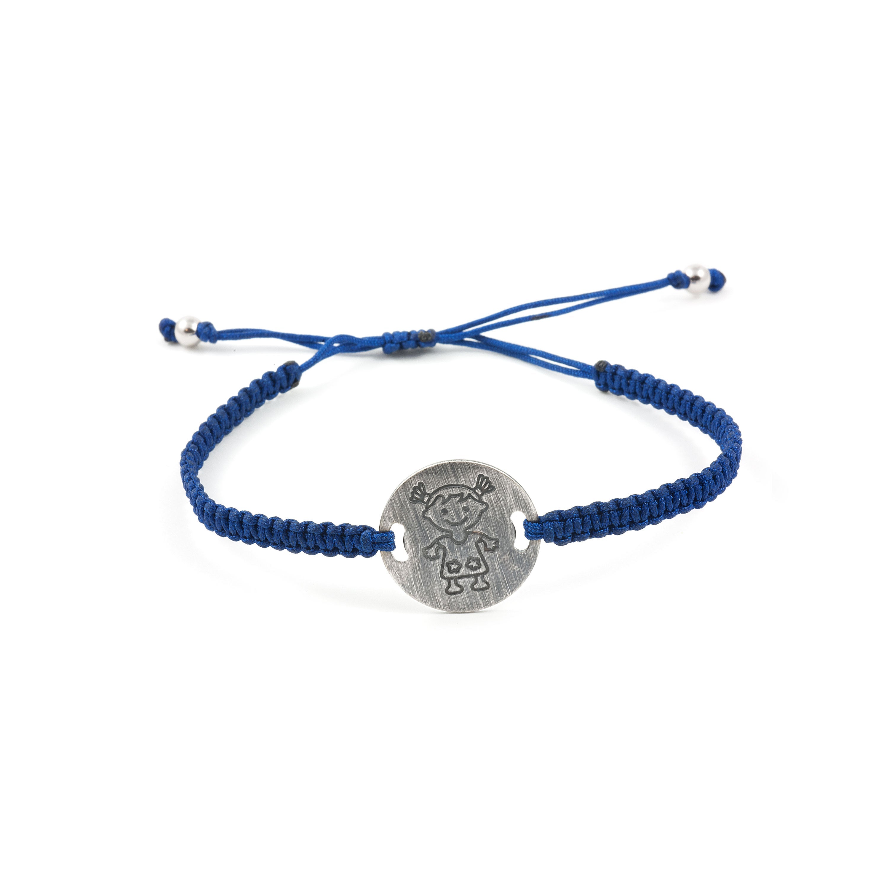 Macrame silver bracelet Blue sheet girl