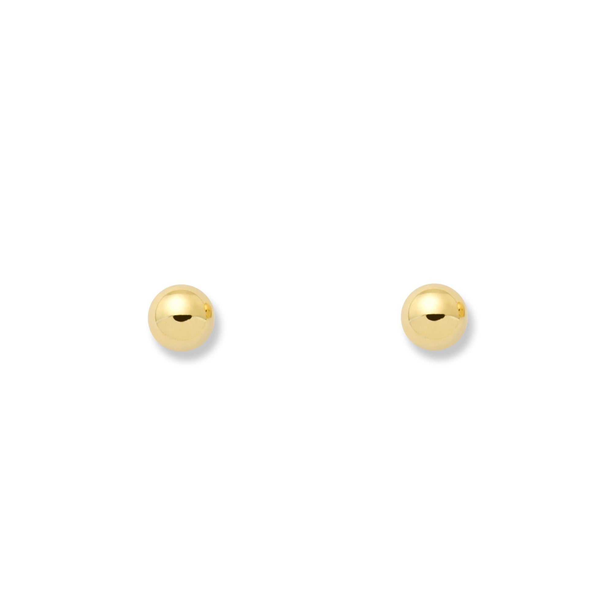 Pendientes Oro Amarillo 18K Bola Redondo Brillo 4 mm