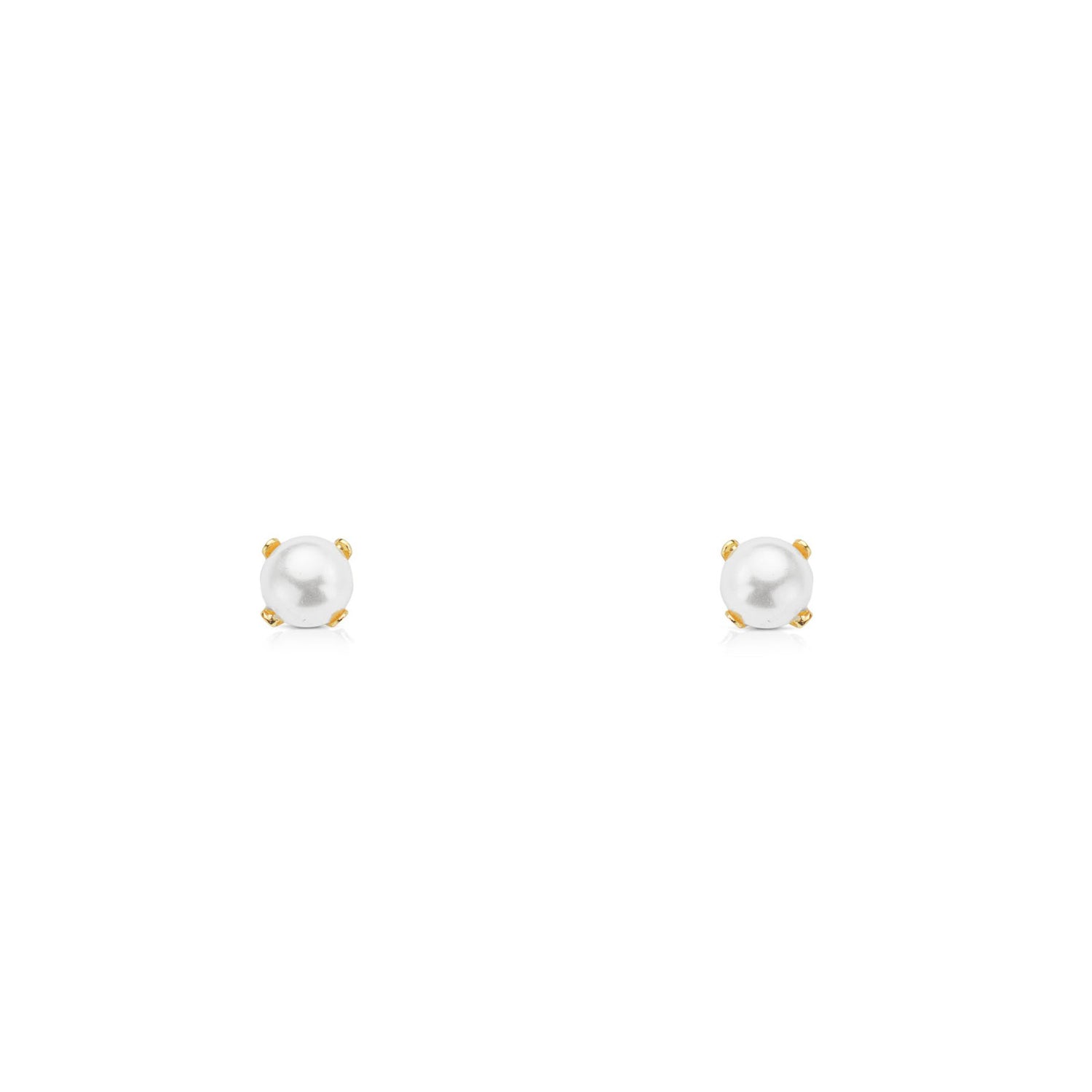 Baby Earrings 18K Yellow Gold Round Pearl 3 mm Shine