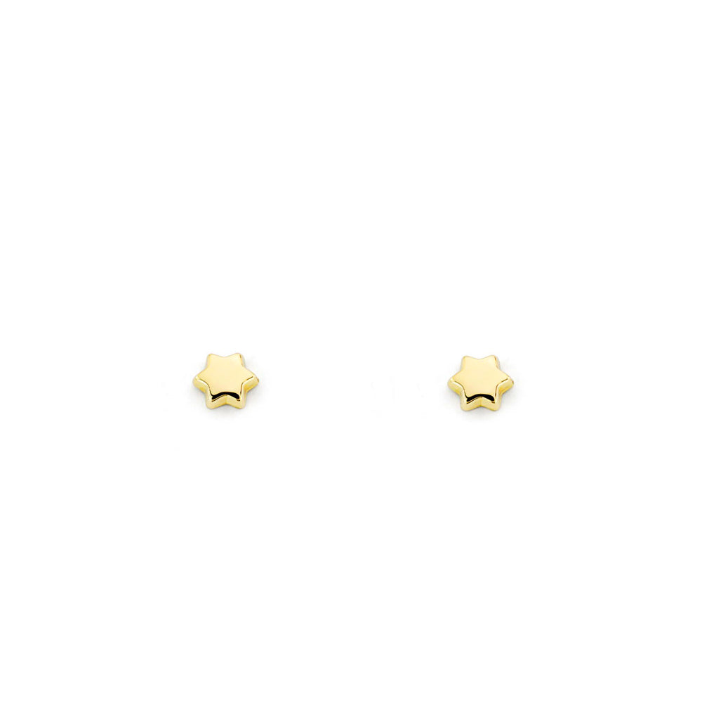 Baby-Girl Earrings 9K Yellow Gold Shiny Star