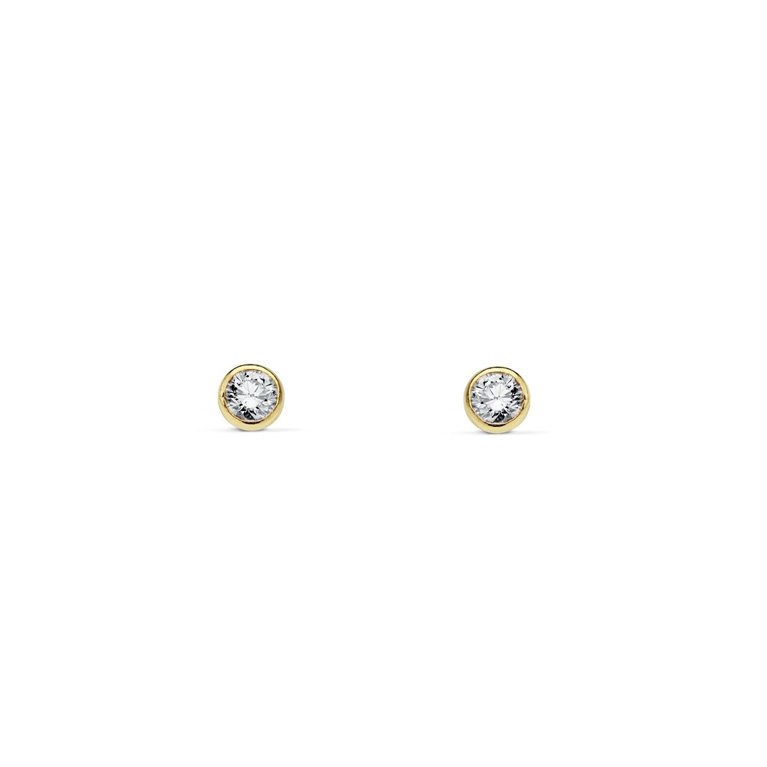 Baby Earrings 9K Yellow Gold Round Zirconia Chat 2.75 mm Shine