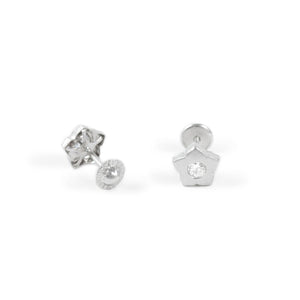 Pendientes Plata Flor grande en circon