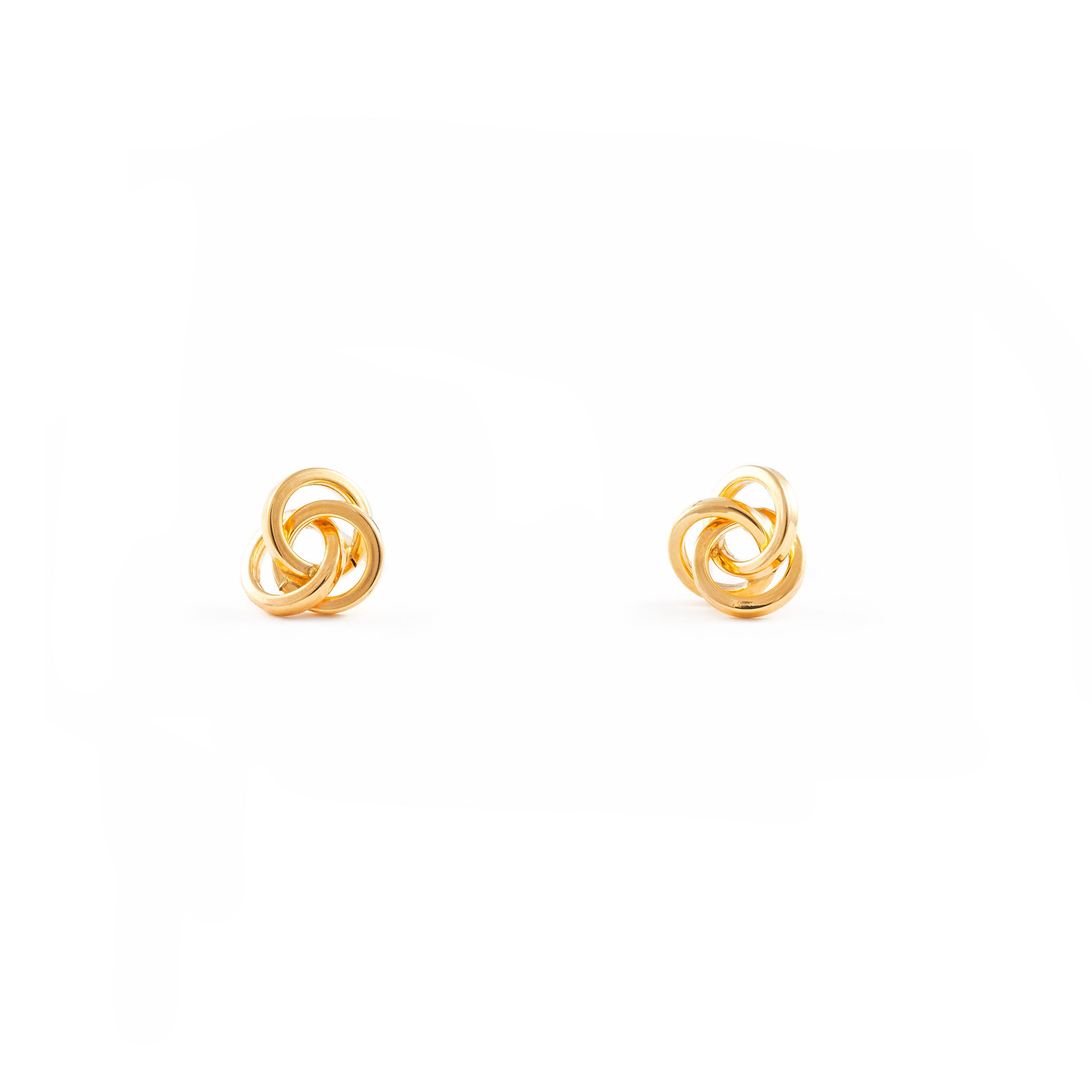 Pendientes Oro Amarillo 18K Aros Cuadrado Triples Brillo 8 x 8 mm