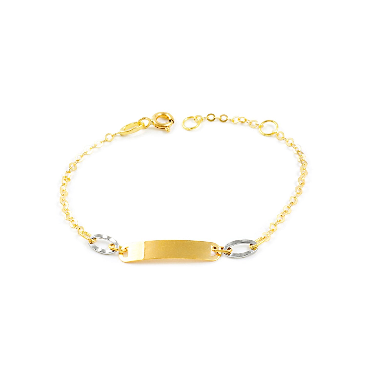 Personalized 18K Two-Tone Gold Girl's Bracelet Shiny Slave 14 cm