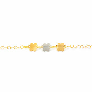 Pulsera niña oro bicolor con flores