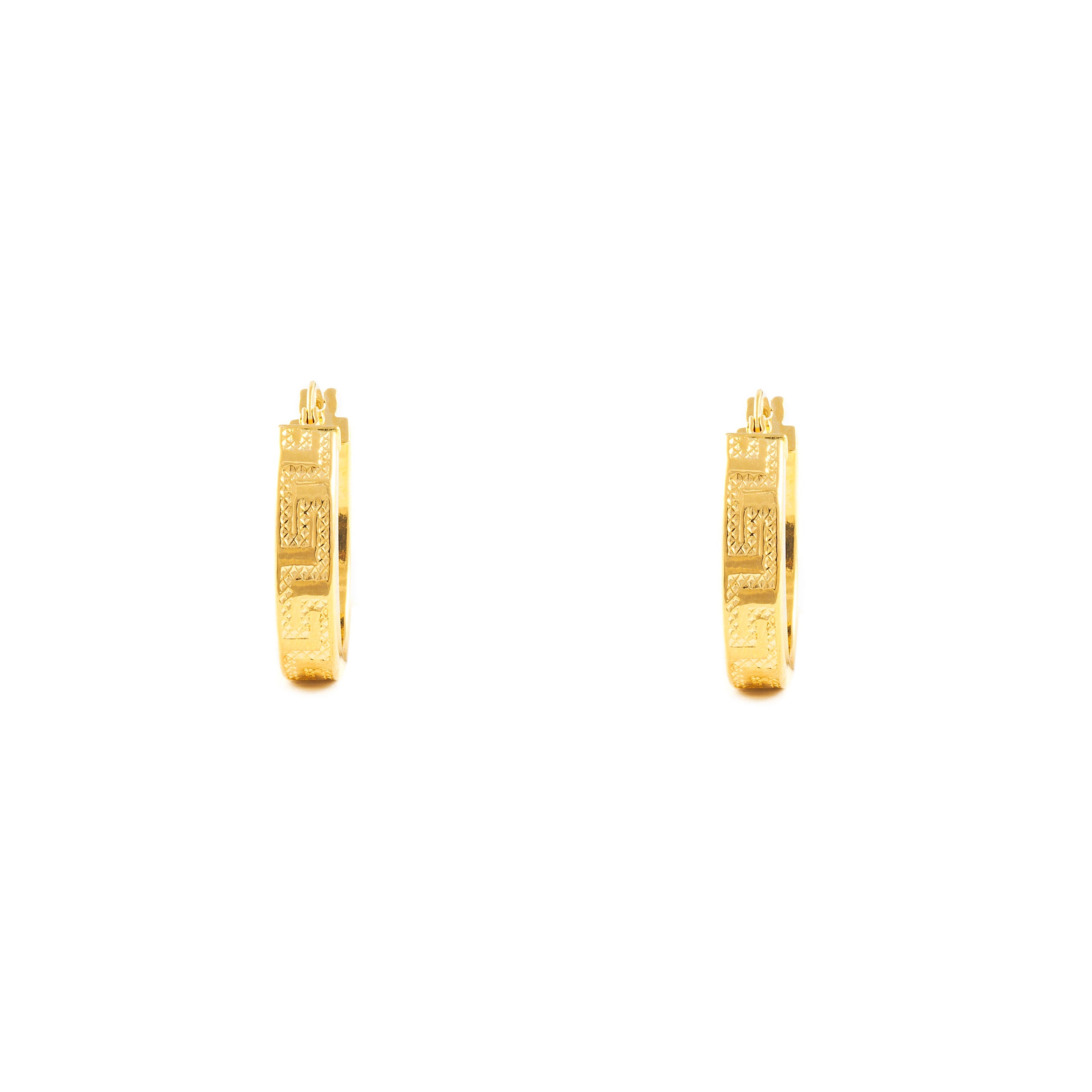 Pendientes Oro Aro liso cuadrado Greca 18x4 mm