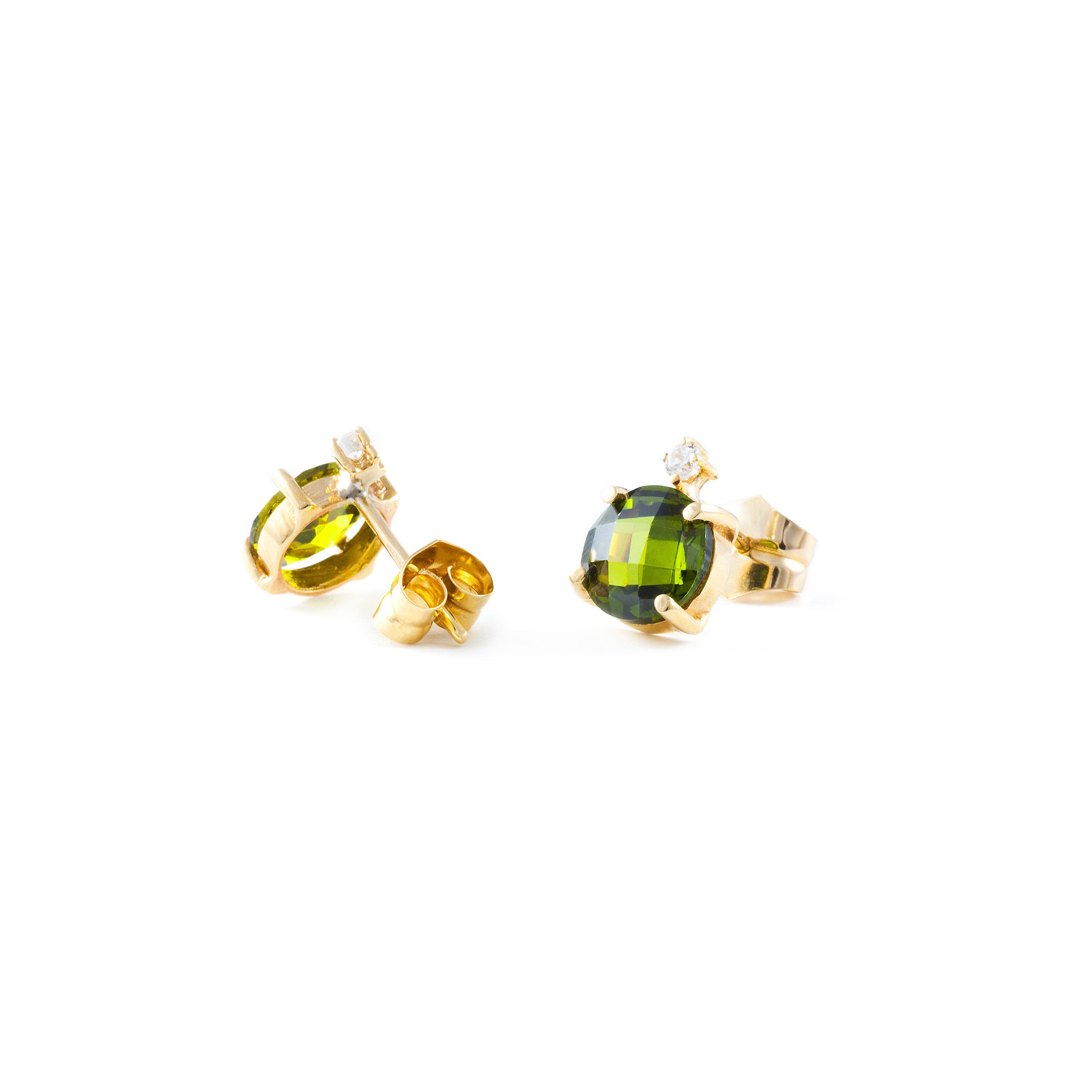 Pendientes Niña Redondos Briolet Verde Peridoto y Circonita