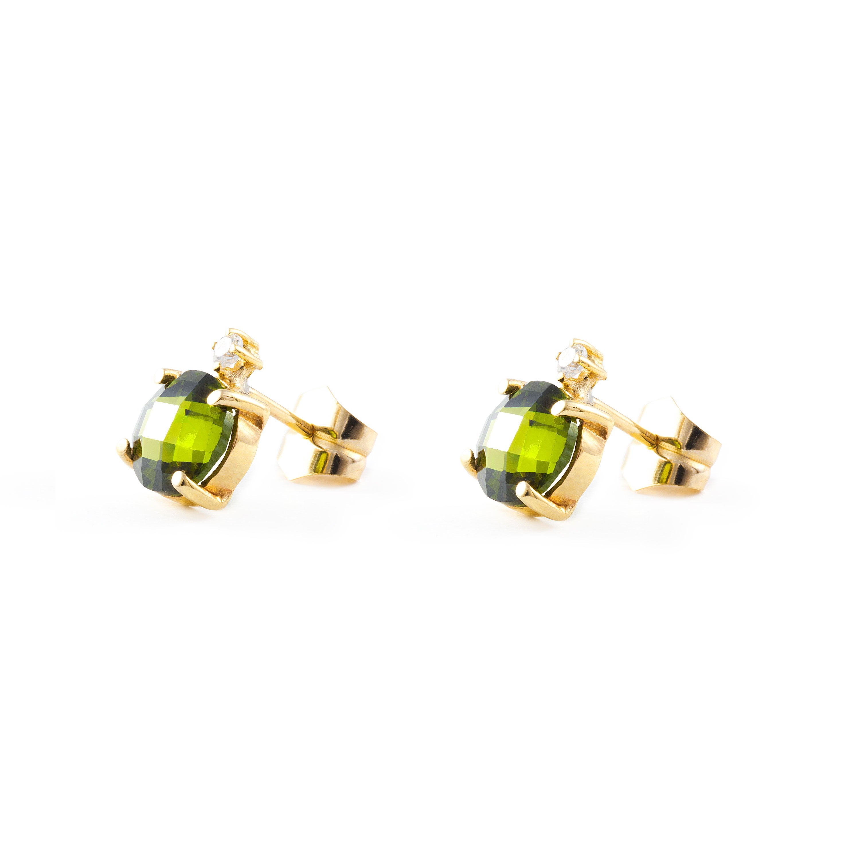 Pendientes Niña Redondos Briolet Verde Peridoto y Circonita