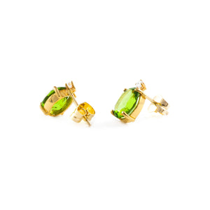 Pendientes Niña Ovales Verde Peridoto y Circonita