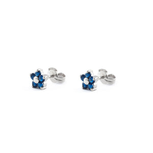 Pendientes Niña Margarita 5 Petalos Zafiro Azul