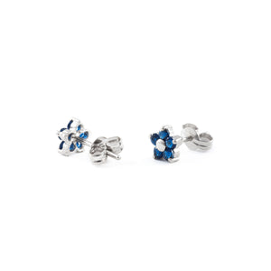 Pendientes Niña Margarita 5 Petalos Zafiro Azul