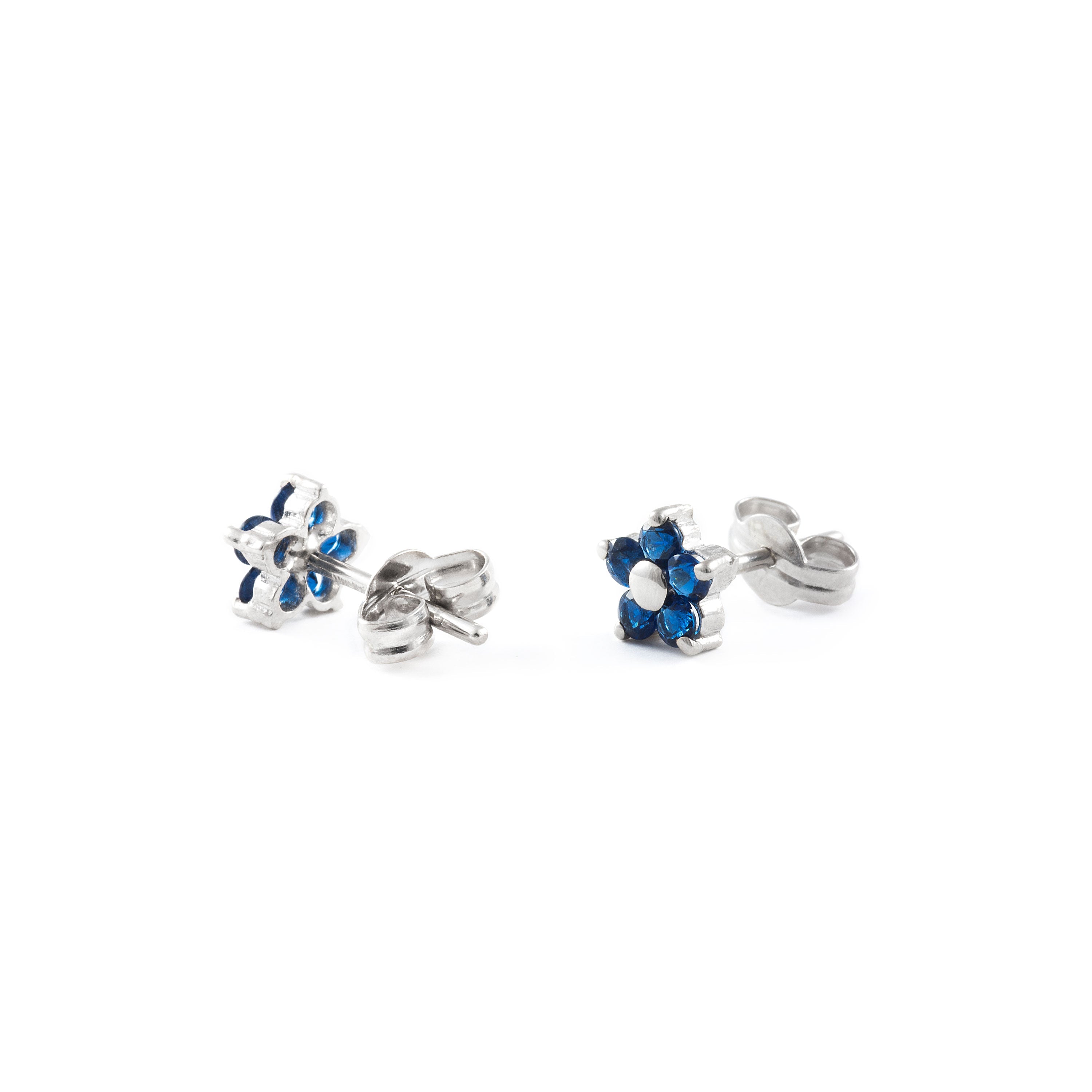 Pendientes Niña Margarita 5 Petalos Zafiro Azul