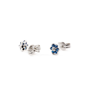 Pendientes Bebe o Niña Margarita 6 Petalos Zafiro Azul