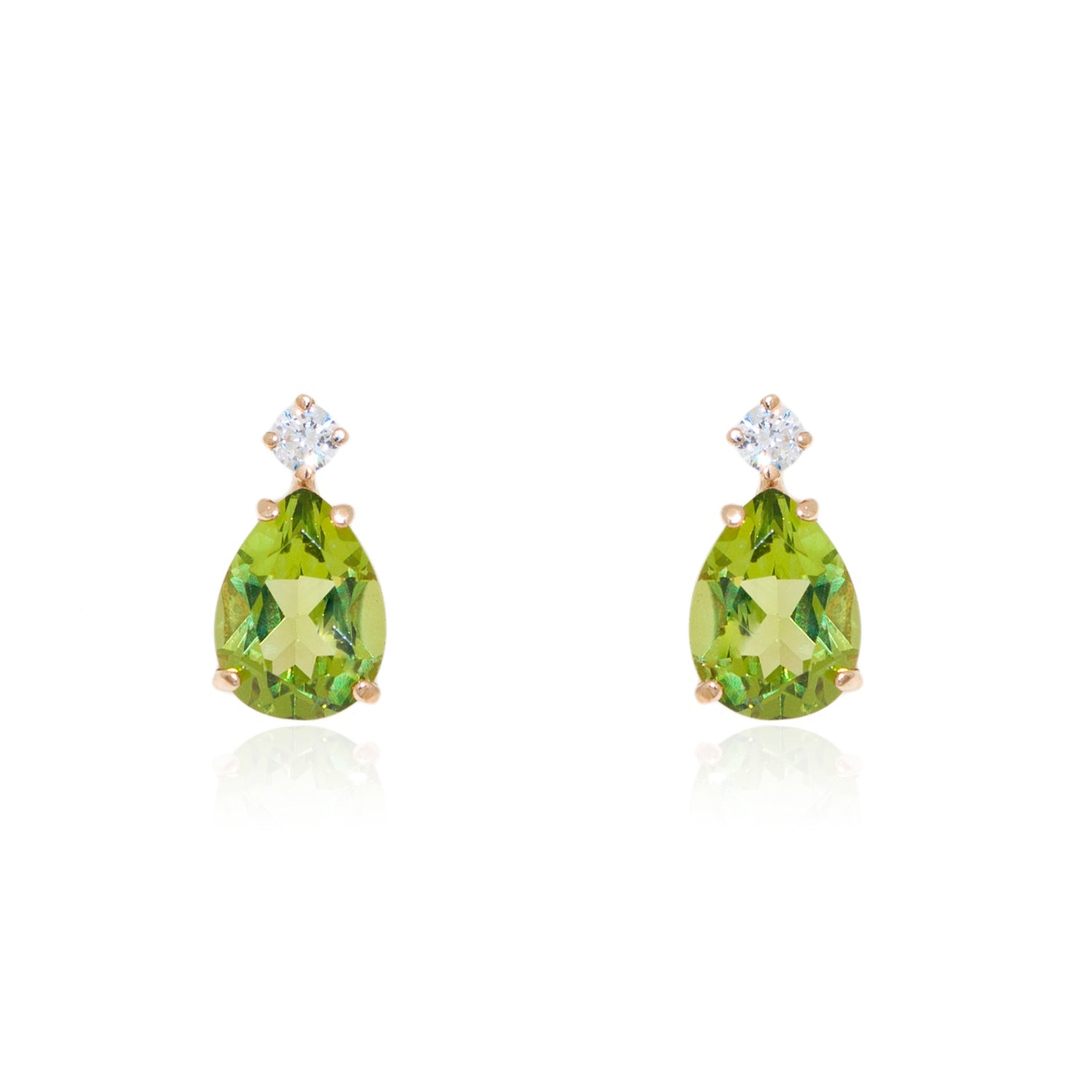 Pendientes Mujer-Niña Oro Amarillo 9K Lagrima Peridoto Brillo