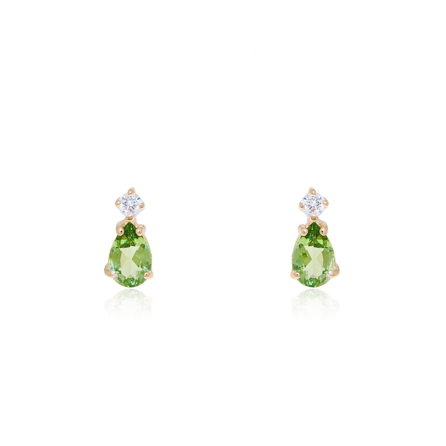 Pendientes Mujer-Niña Oro Amarillo 9K Lagrima Peridoto Brillo