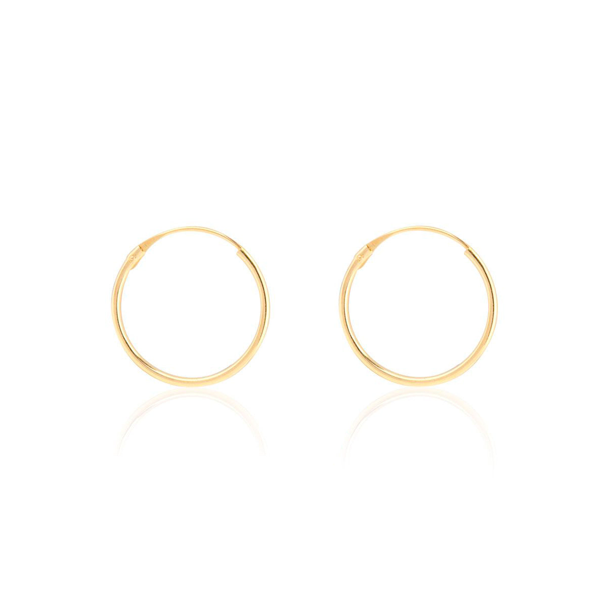 Pendientes Oro Amarillo 18K Aros Redondo Brillo 14 x 1 mm