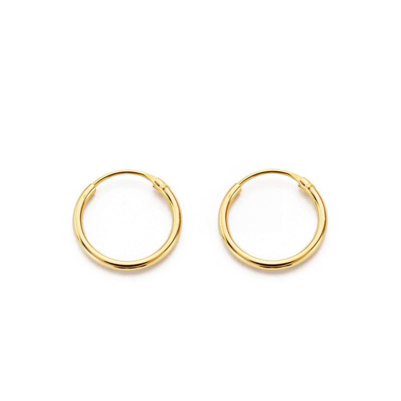 Pendientes Oro Amarillo 18K Aros Redondo Brillo 16 x 1,2 mm