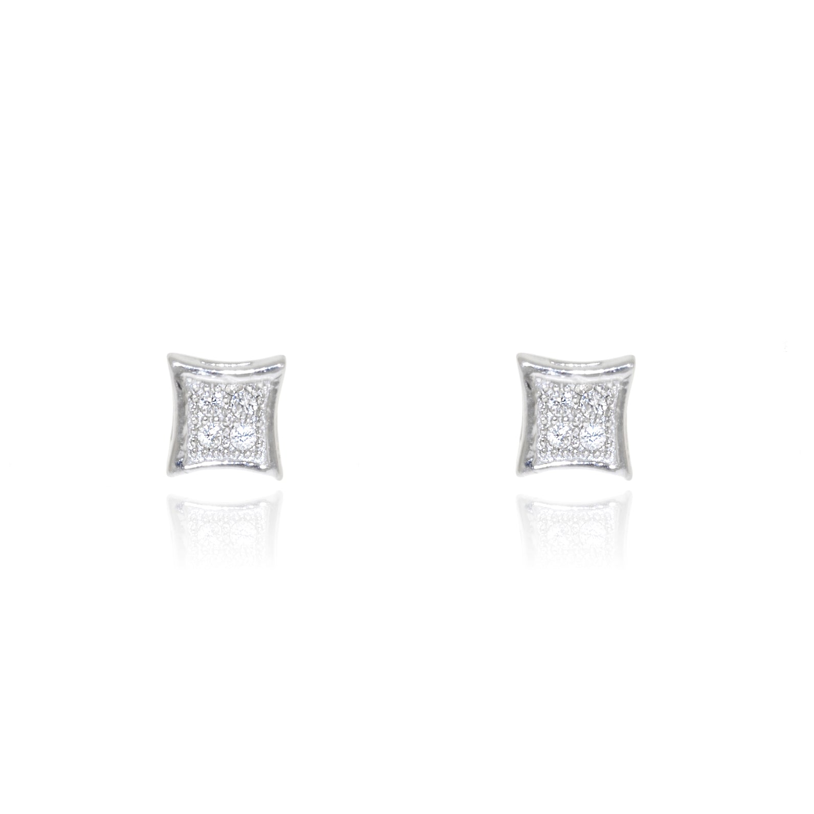 Shiny Zirconia Square Sterling Silver Earrings