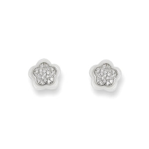 Pendientes Plata margarita con ceramica blanca