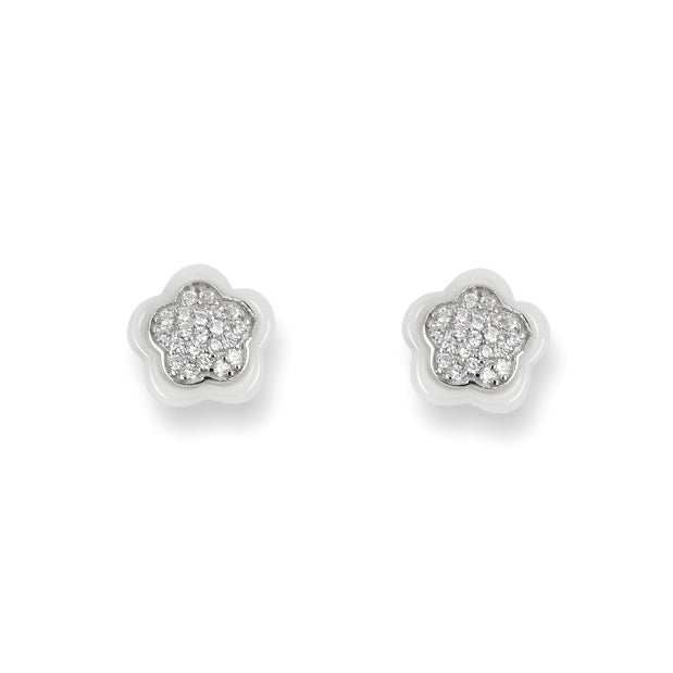 Pendientes Plata margarita con ceramica blanca