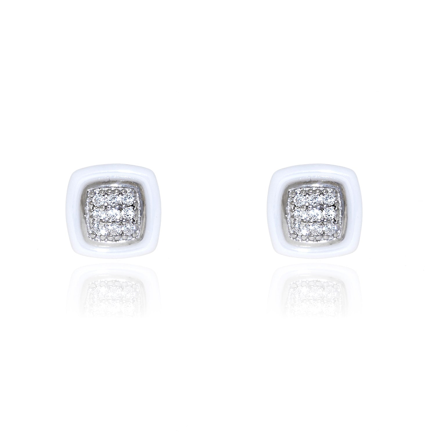 Shiny Zirconia Square Sterling Silver Earrings